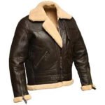 Men's Shearling Sheepskin Leather Flying Aviator Jacket - Image 4