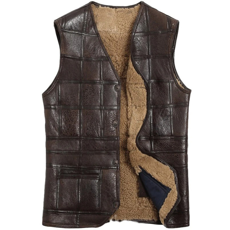 Mens-Sheepskin-Leather-Vest-with-Fur-Lining Men's Sheepskin Leather Vest with Fur Lining - Image 1