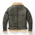 Men's Sherpa Sheepskin Leather Motorcycle Jacket Winter Coat - Image 2