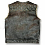 Men's Snake Yellow Diamond Quilted Motorcycle Biker Vest - Image 2