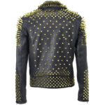 Men's Studded Biker Leather Jacket Black - Image 2