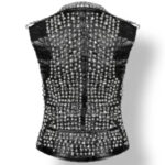 Men's Studded Leather Biker Vest - Image 2
