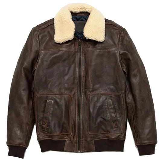 Mens-Vintage-A2-Brown-Leather-Shearling-Bomber-Jacket Mens Vintage A2 Brown Leather Shearling Bomber Jacket - Image 1