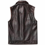 Men's Vintage Brown Motorcycle Leather Vest - Image 2