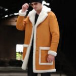 Men's Yellow Sheepskin Shearling Long Fur Coat