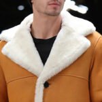 Men's Yellow Sheepskin Shearling Long Fur Coat - Image 2