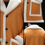 Men's Yellow Sheepskin Shearling Long Fur Coat - Image 4