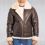 Men's Aviator B3 Dark Brown Sheepskin Bomber Leather Jacket