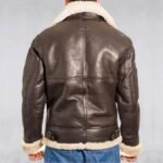Men's Aviator B3 Dark Brown Sheepskin Bomber Leather Jacket - Image 2