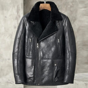 Men's Black B3 Shearling Bomber Jacket - Sheepskin Coat