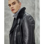 Men's Black B3 Shearling Bomber Jacket - Sheepskin Coat - Image 4