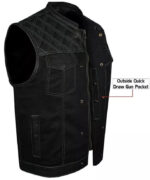 Men’s Black Biker Vest - Diamond Quilted Motorcycle Leather Vest - Image 2
