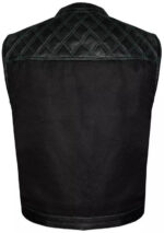 Men’s Black Biker Vest - Diamond Quilted Motorcycle Leather Vest - Image 3