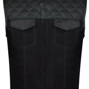 Men?s Black Biker Vest - Diamond Quilted Motorcycle Leather Vest