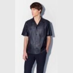 Mens Black Casual Leather Shirt Jacket - Image 3