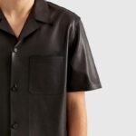 Mens Black Casual Leather Shirt Jacket - Image 2
