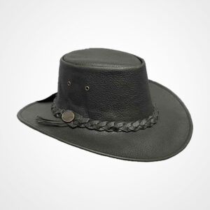 Men's Black Lambskin Leather Cowboy Hat