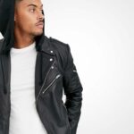 Men's Black Lambskin Leather Jacket with Hood - Image 4