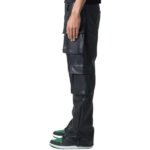 Men’s Black Leather Cargo Trousers with Four Flap Pockets - Image 4
