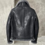 Men's Black Shearling B3 Bomber Jacket - Sheepskin Pilots Coat - Image 2