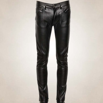 Men’s Black Skinny Fit Leather Pants