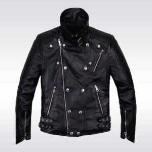 Men's Black Slim Fit Leather Biker Jacket