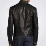 Men's Black Studded Leather Fashion Jacket