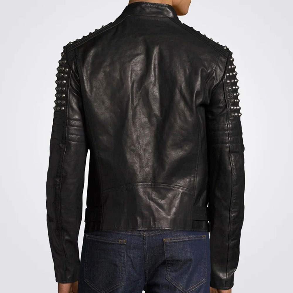 MensBlackStuddedLeatherFashionJacket2 Men's Black Studded Leather Fashion Jacket - Image 1