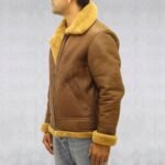 Men's Brown Aviator B3 Sheepskin Leather Jacket - Image 4