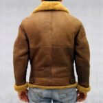 Men's Brown Aviator B3 Sheepskin Leather Jacket - Image 3