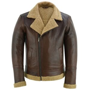 Men's Brown Fur Aviator Bomber Jacket - Flying Pilot Style