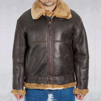 Men's Brown Sheepskin WW2 RAF Flying Jacket