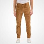 Men's Camel Suede Fitted Pants