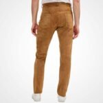 Men's Camel Suede Fitted Pants - Image 3