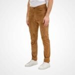 Men's Camel Suede Fitted Pants - Image 2
