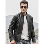 Men's Classic Motorcycle Leather Jacket - Image 3