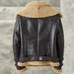 Men's Dark Brown B3 Bomber Shearling Jacket with Double Collar - Image 2