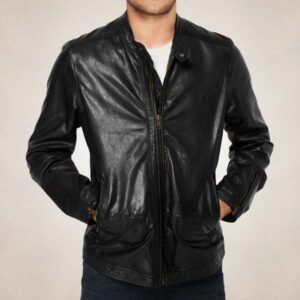 Men's Genuine Lambskin Black Short Leather Jacket