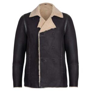 Men's Genuine Sheepskin Shearling Leather Jacket Coat