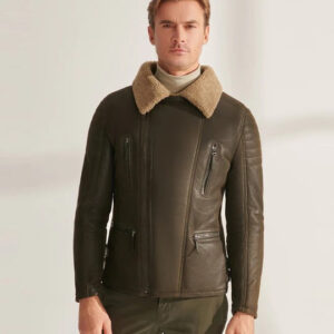 Men's Green RAF Shearling Sheepskin Aviator Jacket