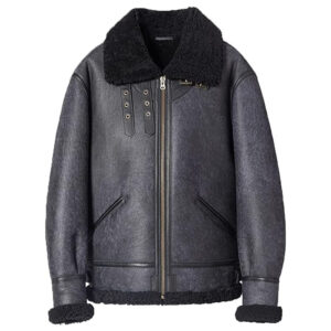 Men's Grey B3 Bomber Jacket - Sheepskin Shearling Coat