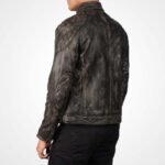 Men's Handmade Distressed Brown Cowhide Leather Racer Jacket - Image 3
