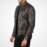 Men's Handmade Distressed Brown Cowhide Leather Racer Jacket - Image 2
