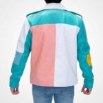 Men's Multi-Color Pastel Moto Biker Jacket in Genuine Leather - Image 3