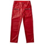 Men’s Red Leather Pants with Zip Pockets - Image 5