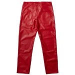 Men’s Red Leather Pants with Zip Pockets - Image 4