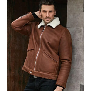 Men's B3 Shearling Jacket - Turn-Down Collar Winter Short Coat