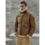 Men's Vintage Brown Sheepskin Flying Leather B3 Bomber Jacket - Image 3