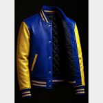 Blue and Yellow Leather Varsity Jacket - Image 4