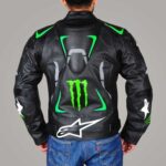 Men's Monster Energy Black Motorcycle Racing Jacket with Neon Green Detailing - Image 4